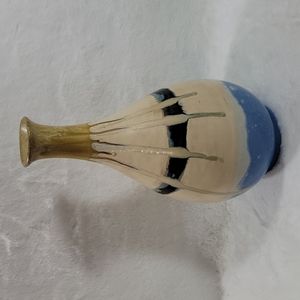 Tall Decorative Vase Blue and Cream